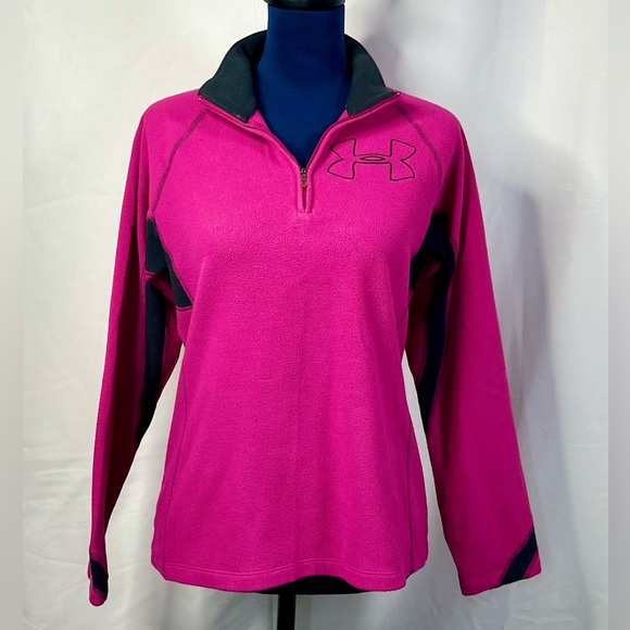 EUC Under Armour Pink/Purple Fleece 1/2 Zip Running Pullover Sweater - Picture 5 of 15